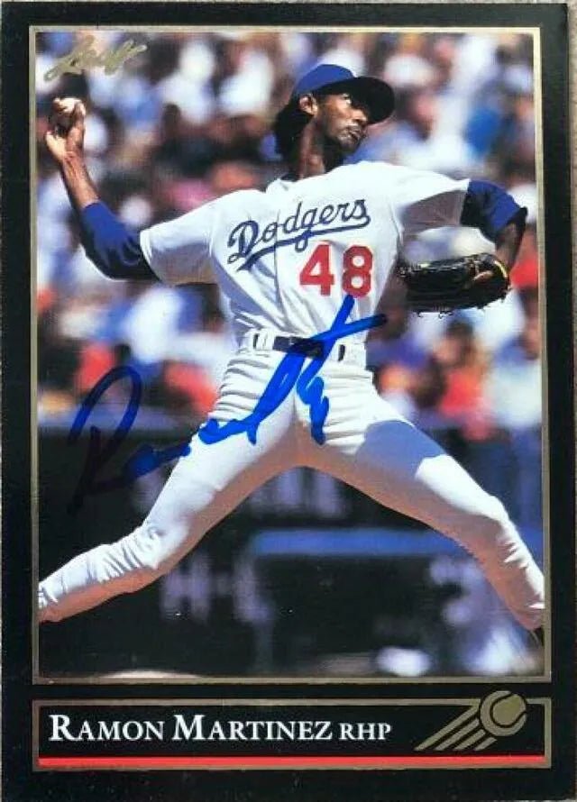 Ramon Martinez Signed 1992 Leaf Black Gold Baseball Card - Los Angeles Dodgers