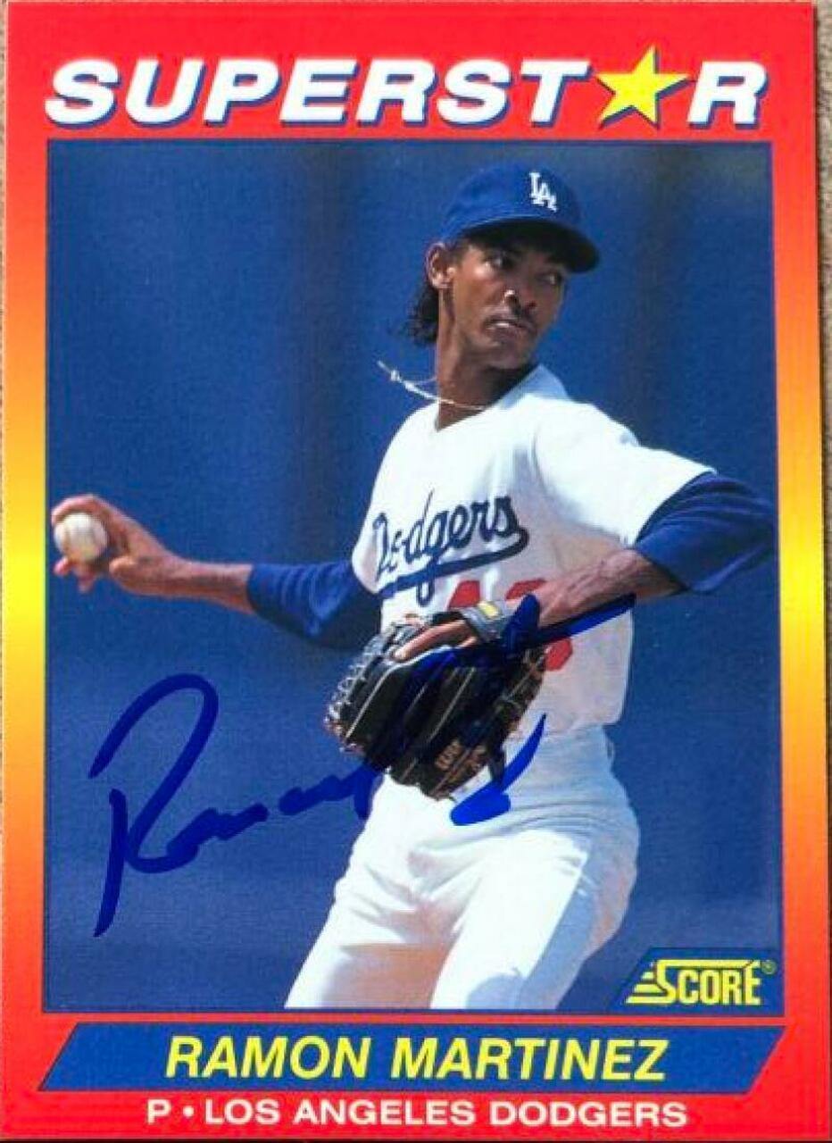 Ramon Martinez Signed 1992 Score 100 Superstars Baseball Card - Los Angeles Dodgers - PastPros