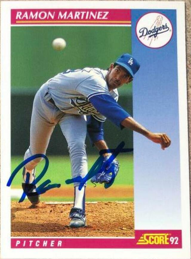 Ramon Martinez Signed 1992 Score Baseball Card - Los Angeles Dodgers - PastPros