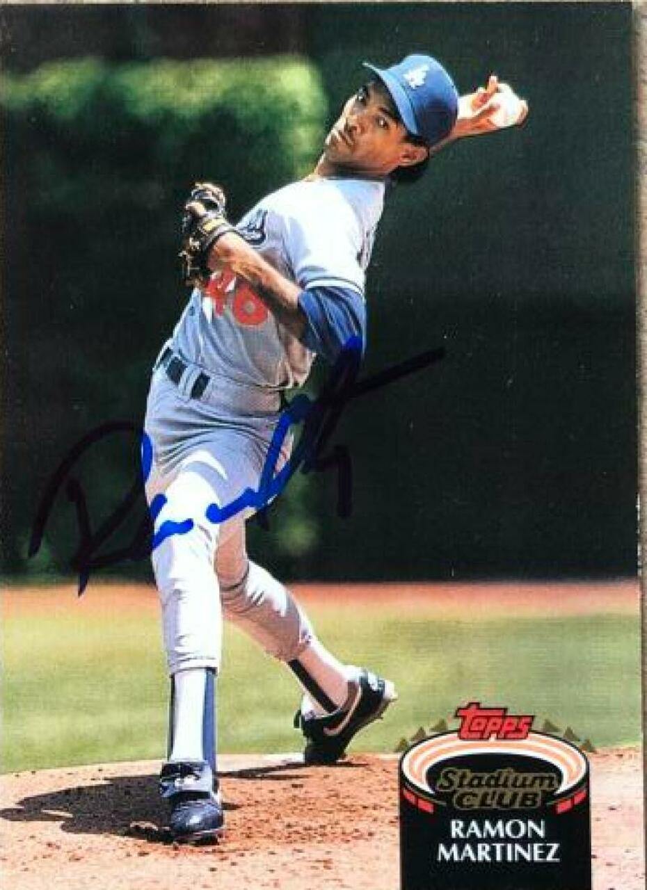 Ramon Martinez Signed 1992 Stadium Club Baseball Card - Los Angeles Dodgers - PastPros