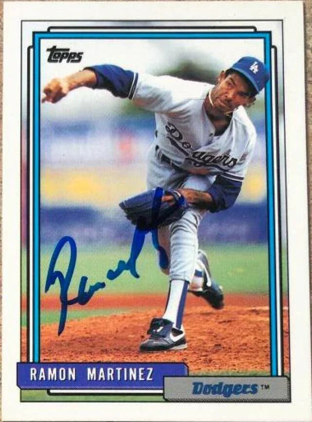 Ramon Martinez Signed 1992 Topps Baseball Card - Los Angeles Dodgers