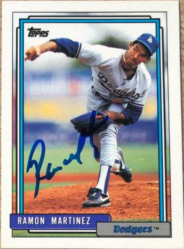 Ramon Martinez Signed 1992 Topps Baseball Card - Los Angeles Dodgers - PastPros