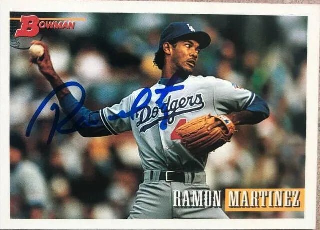 Ramon Martinez Signed 1993 Bowman Baseball Card - Los Angeles Dodgers