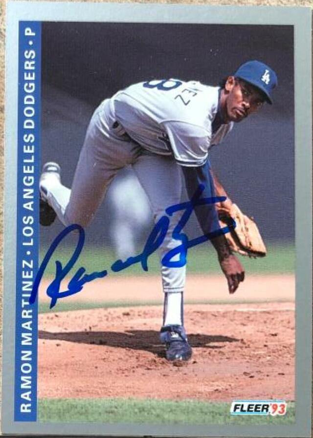 Ramon Martinez Signed 1993 Fleer Baseball Card - Los Angeles Dodgers - PastPros