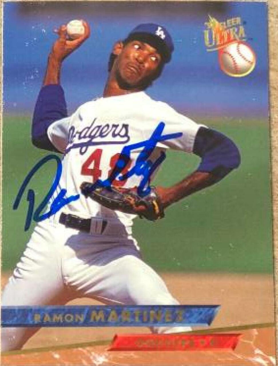 Ramon Martinez Signed 1993 Fleer Ultra Baseball Card - Los Angeles Dodgers - PastPros
