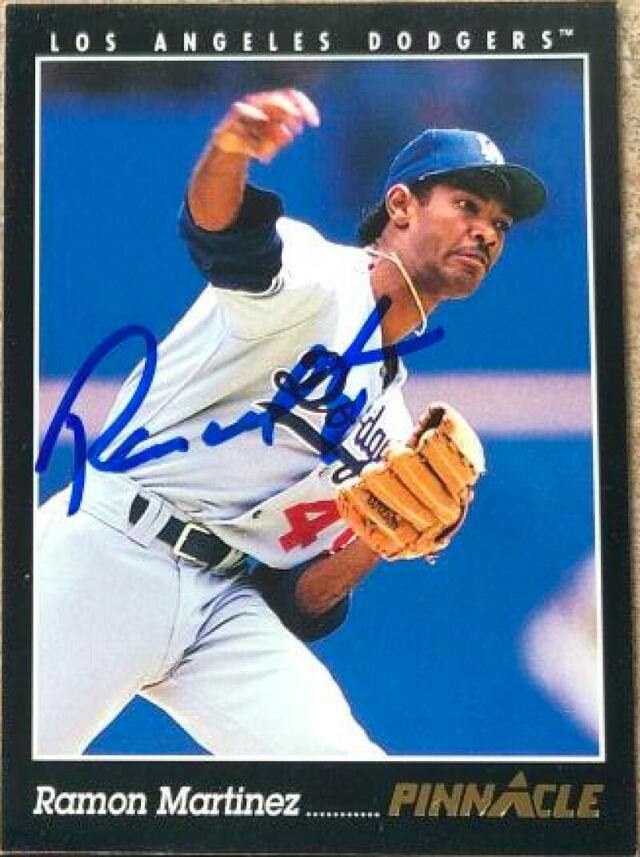 Ramon Martinez Signed 1993 Pinnacle Baseball Card - Los Angeles Dodgers - PastPros