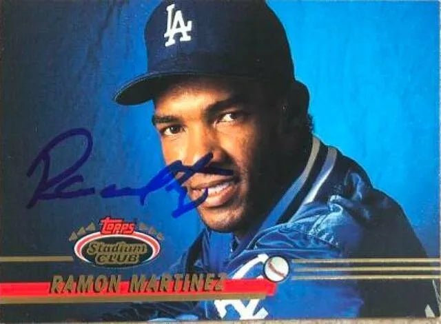 Ramon Martinez Signed 1993 Stadium Club Baseball Card - Los Angeles Dodgers