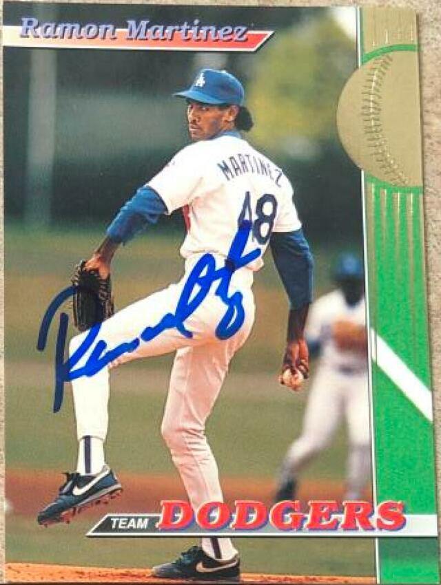 Ramon Martinez Signed 1993 Stadium Club Baseball Card - Los Angeles Dodgers - PastPros