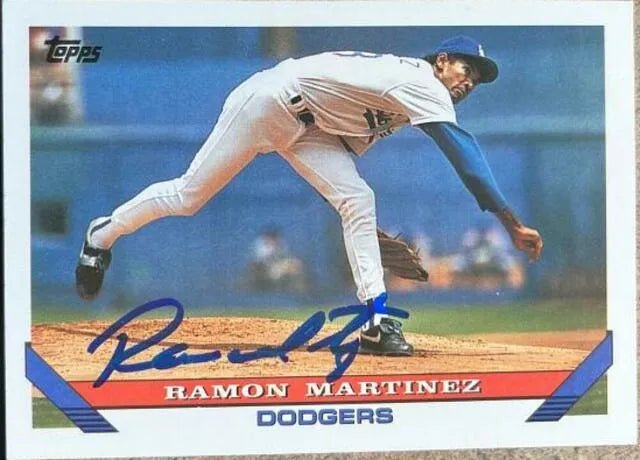 Ramon Martinez Signed 1993 Topps Baseball Card - Los Angeles Dodgers