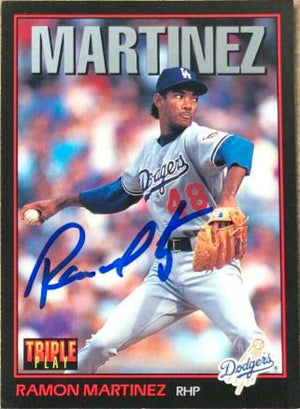 Ramon Martinez Signed 1993 Triple Play Baseball Card - Los Angeles Dodgers - PastPros