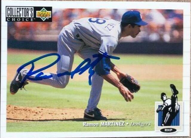 Ramon Martinez Signed 1994 Collector's Choice Baseball Card - Los Angeles Dodgers - PastPros
