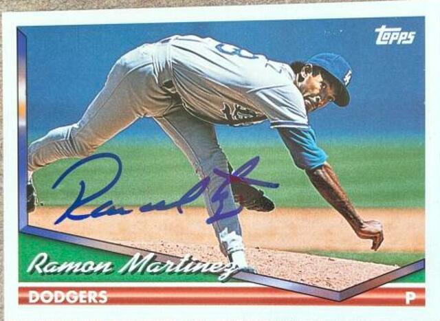 Ramon Martinez Signed 1994 Topps Baseball Card - Los Angeles Dodgers - PastPros