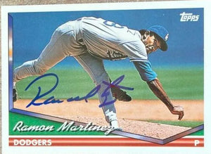 Ramon Martinez Signed 1994 Topps Baseball Card - Los Angeles Dodgers - PastPros