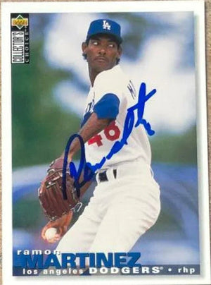 Ramon Martinez Signed 1995 Collector's Choice Baseball Card - Los Angeles Dodgers