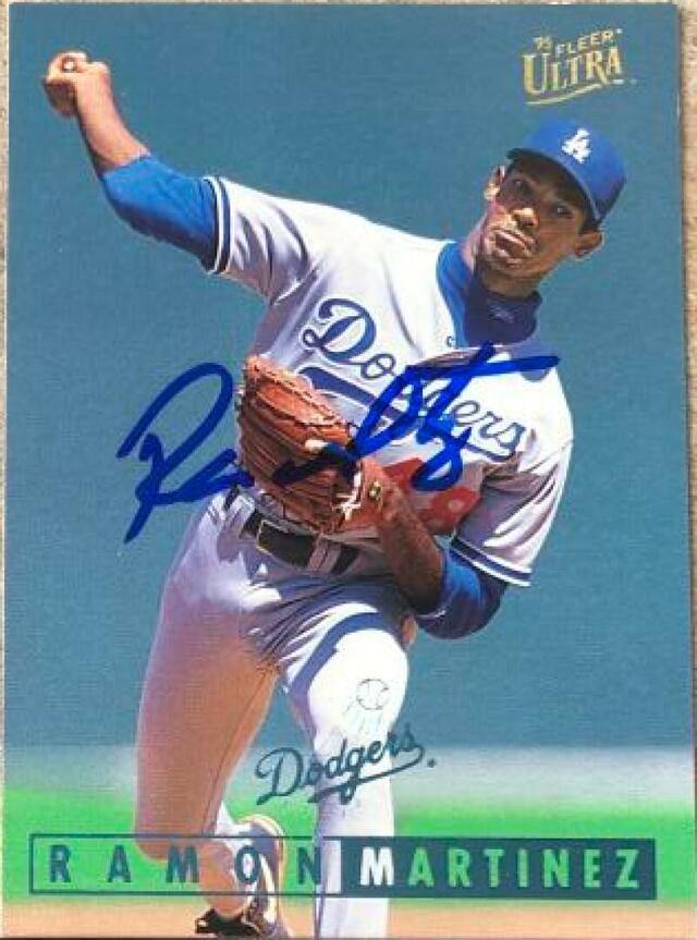 Ramon Martinez Signed 1995 Fleer Ultra Baseball Card - Los Angeles Dodgers - PastPros