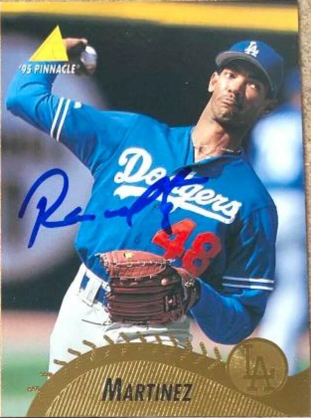 Ramon Martinez Signed 1995 Pinnacle Baseball Card - Los Angeles Dodgers - PastPros