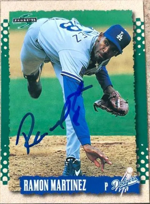 Ramon Martinez Signed 1995 Score Baseball Card - Los Angeles Dodgers