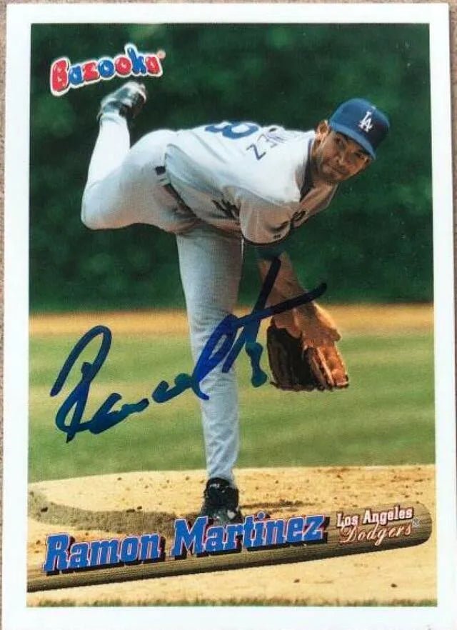 Ramon Martinez Signed 1996 Bazooka Baseball Card - Los Angeles Dodgers