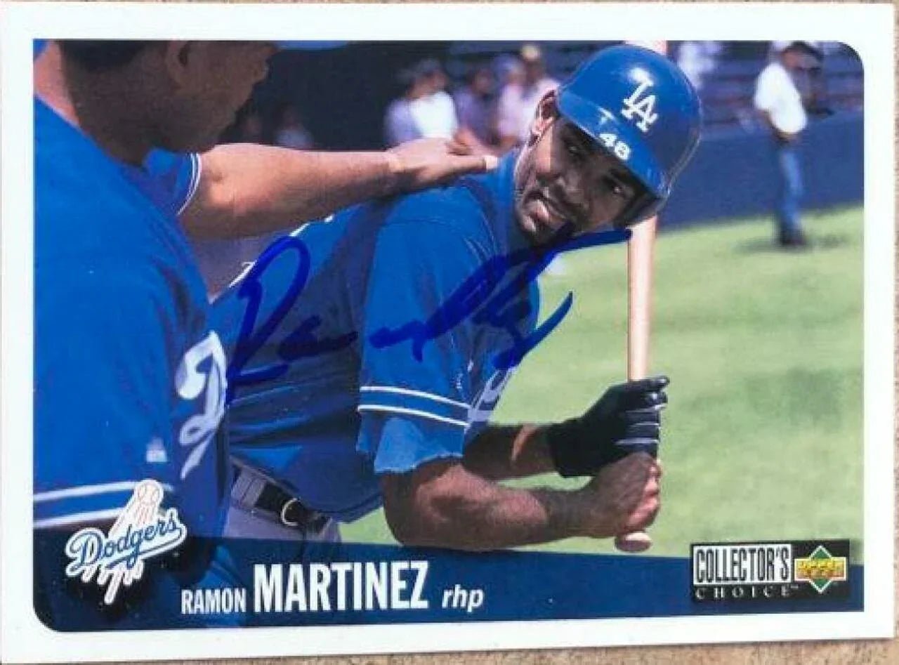 Ramon Martinez Signed 1996 Collector's Choice Baseball Card - Los Angeles Dodgers