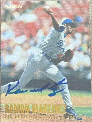 Ramon Martinez Signed 1996 Fleer Baseball Card - Los Angeles Dodgers