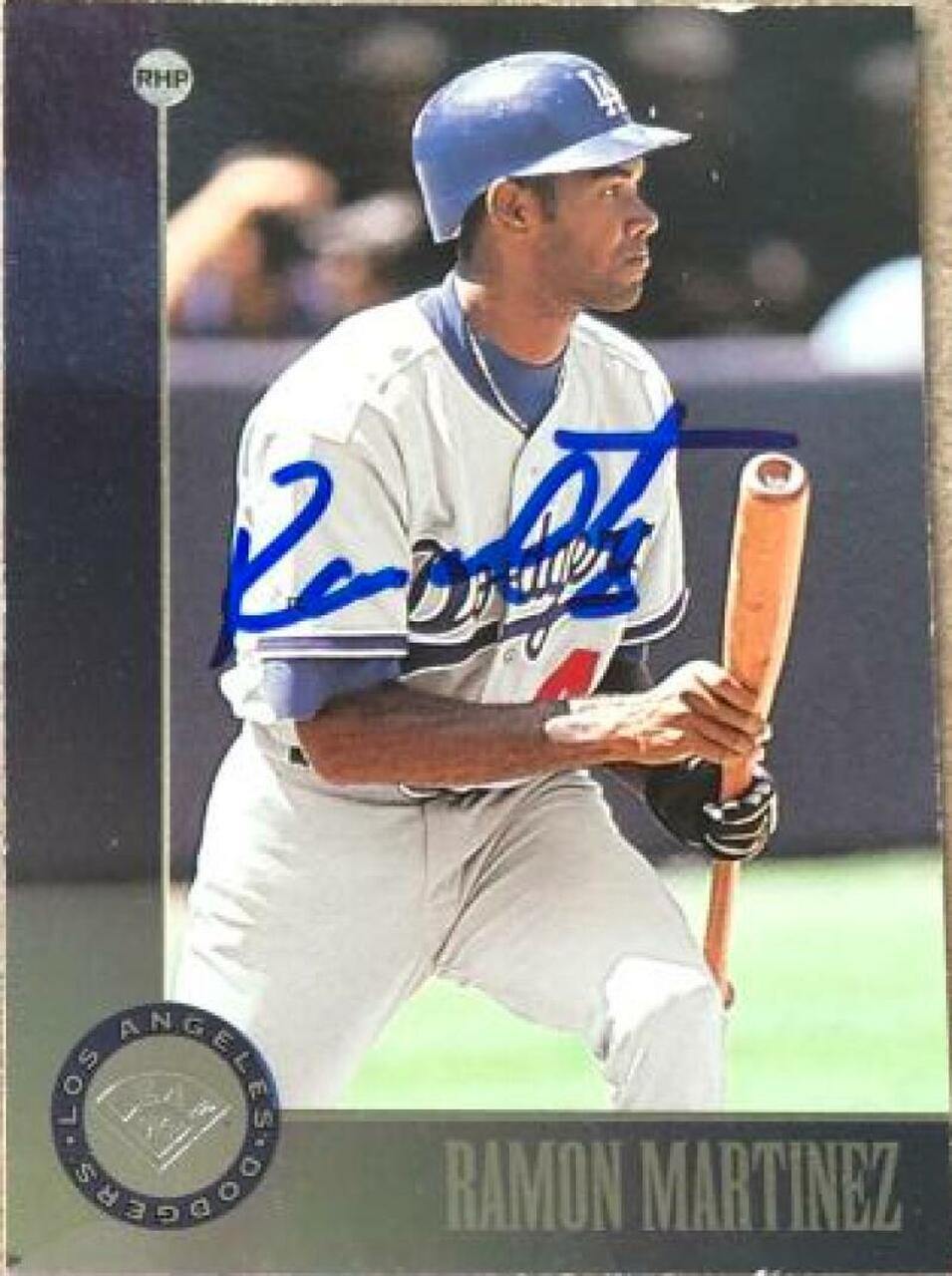 Ramon Martinez Signed 1996 Leaf Baseball Card - Los Angeles Dodgers - PastPros