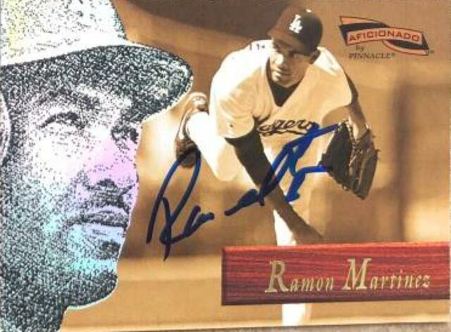 Ramon Martinez Signed 1996 Pinnacle Aficionado Baseball Card - Los Angeles Dodgers - PastPros