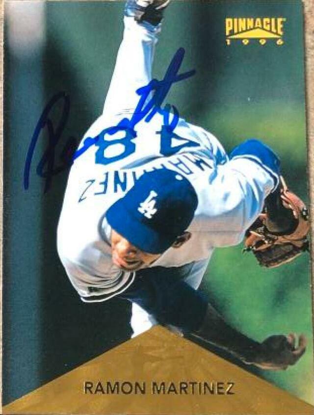 Ramon Martinez Signed 1996 Pinnacle Baseball Card - Los Angeles Dodgers - PastPros