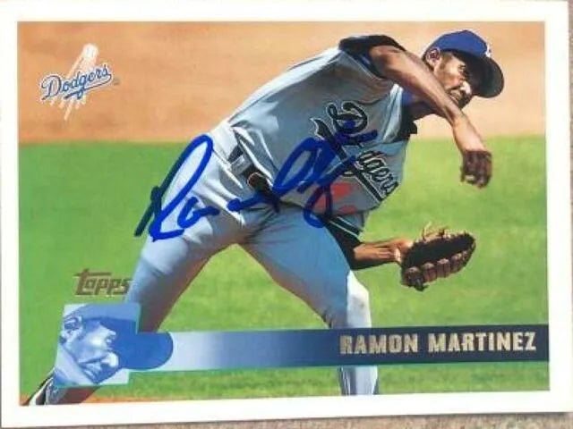 Ramon Martinez Signed 1996 Topps Baseball Card - Los Angeles Dodgers