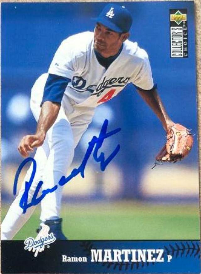Ramon Martinez Signed 1997 Collector's Choice Baseball Card - Los Angeles Dodgers - PastPros