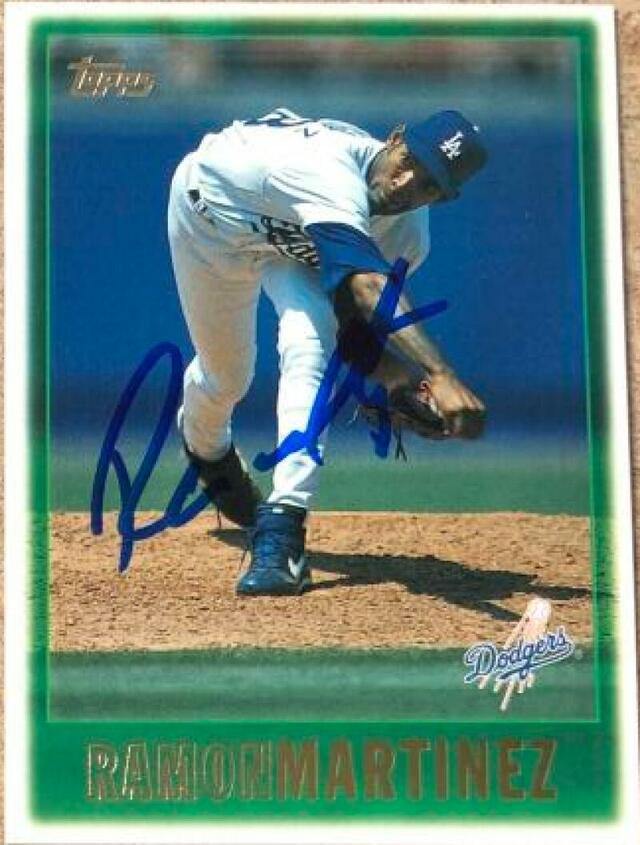 Ramon Martinez Signed 1997 Topps Baseball Card - Los Angeles Dodgers - PastPros