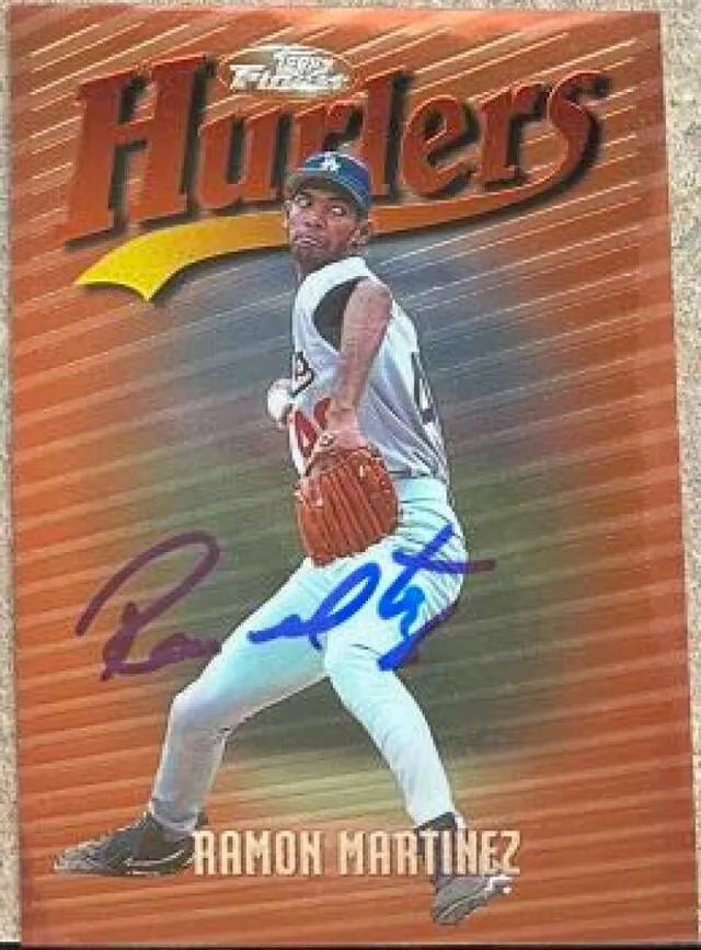 Ramon Martinez Signed 1997 Topps Finest Baseball Card - Los Angeles Dodgers
