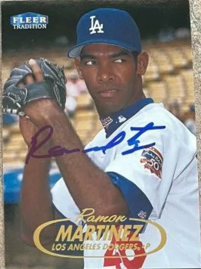 Ramon Martinez Signed 1998 Fleer Tradition Baseball Card - Los Angeles Dodgers