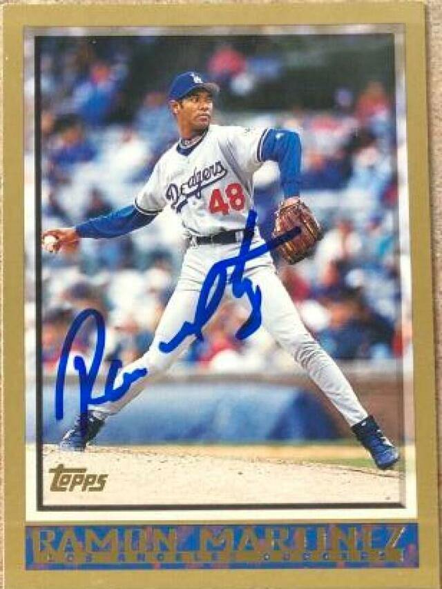 Ramon Martinez Signed 1998 Topps Baseball Card - Los Angeles Dodgers - PastPros