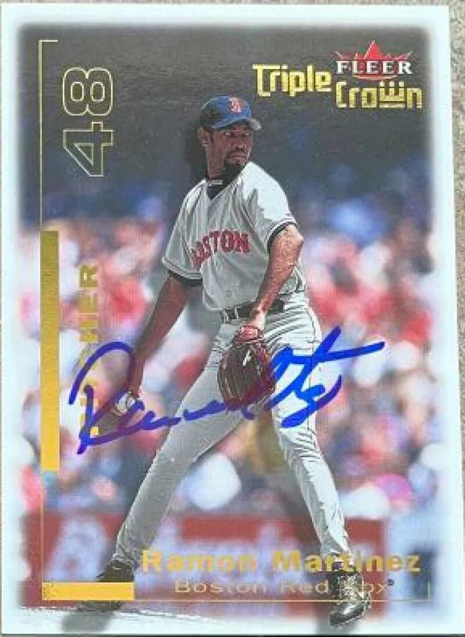 Ramon Martinez Signed 2001 Fleer Triple Crown Baseball Card - Boston Red Sox
