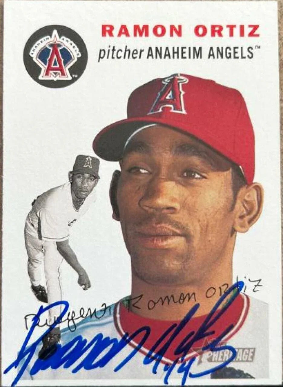 Ramon Ortiz Signed 2003 Topps Heritage Baseball Card - Anaheim Angels