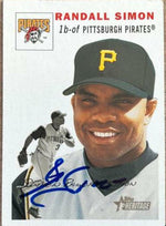 Randall Simon Signed 2003 Topps Heritage Baseball Card - Pittsburgh Pirates - PastPros