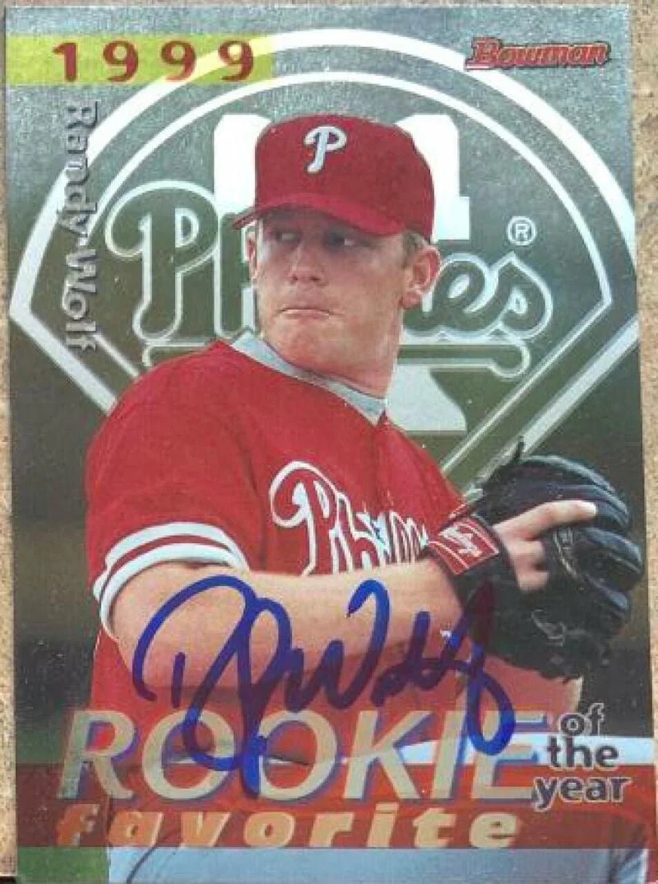 Randy Wolf Signed 1998 Bowman - 1999 ROY Favorites Baseball Card - Philadelphia Phillies