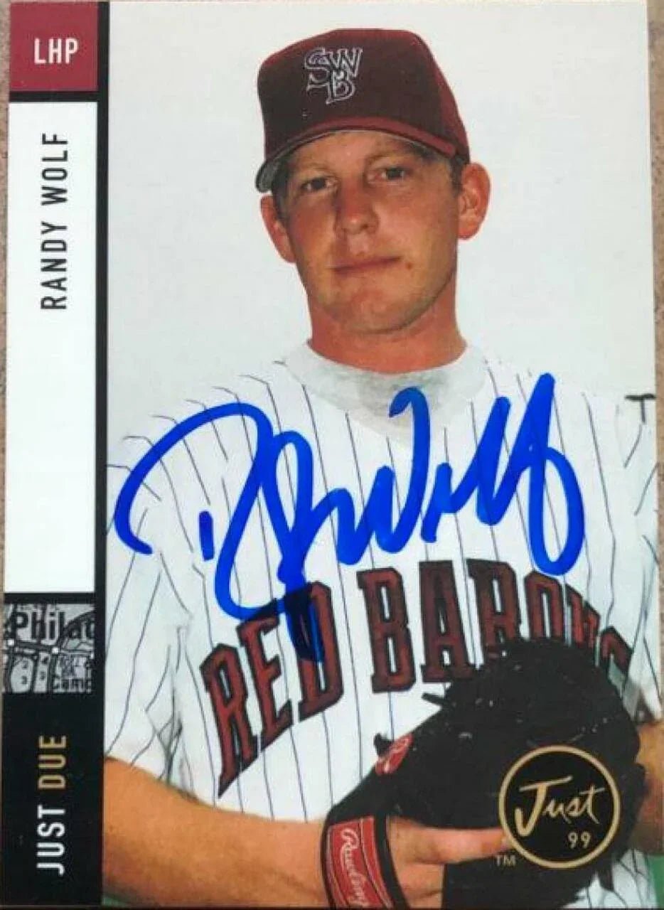 Randy Wolf Signed 1999 Just Due Baseball Card - Scranton-Wilkes-Barre Red Barons