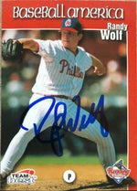 Randy Wolf Signed 1999 Team Best Baseball America Baseball Card - Scranton-Wilkes-Barre Red Barons