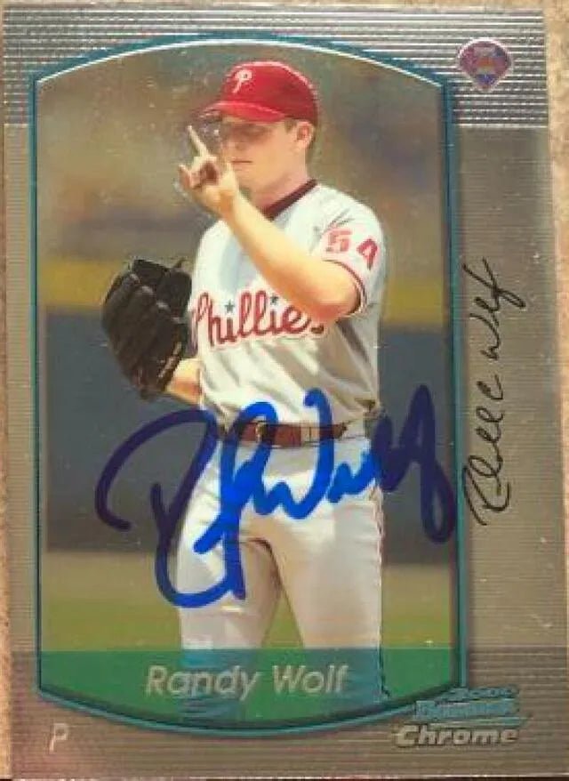 Randy Wolf Signed 2000 Bowman Chrome Baseball Card - Philadelphia Phillies
