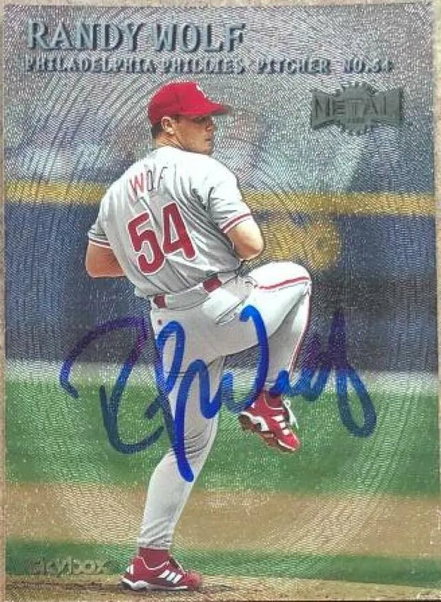 Randy Wolf Signed 2000 Metal Baseball Card - Philadelphia Phillies