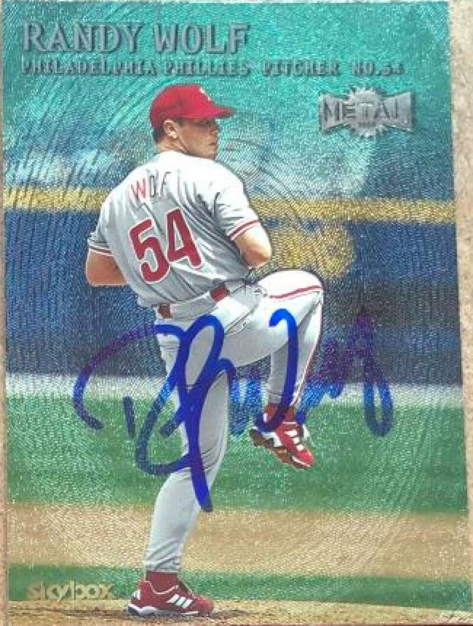 Randy Wolf Signed 2000 Metal Emerald Baseball Card - Philadelphia Phillies - PastPros