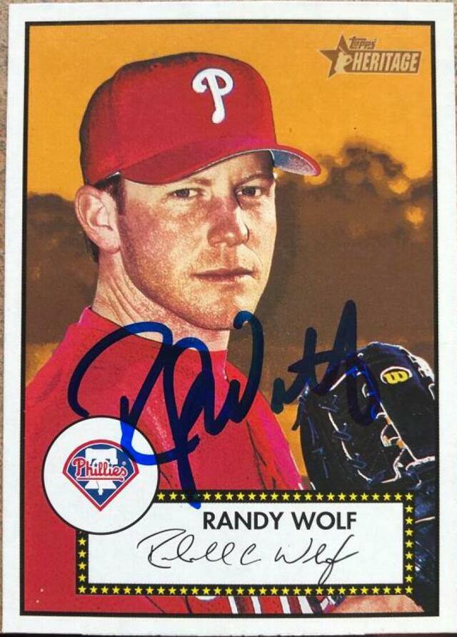 Randy Wolf Signed 2001 Topps Heritage Baseball Card - Philadelphia Phillies - PastPros