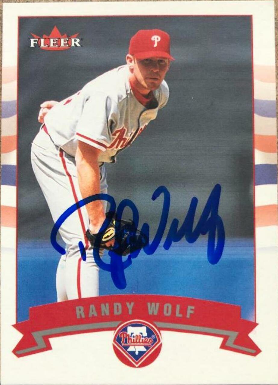 Randy Wolf Signed 2002 Fleer Baseball Card - Philadelphia Phillies - PastPros