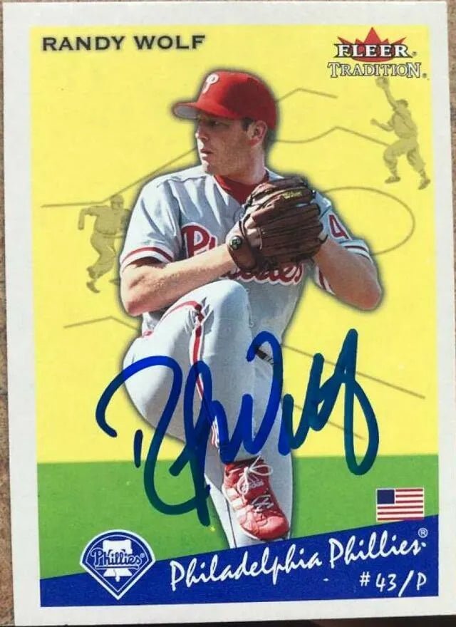 Randy Wolf Signed 2002 Fleer Tradition Baseball Card - Philadelphia Phillies