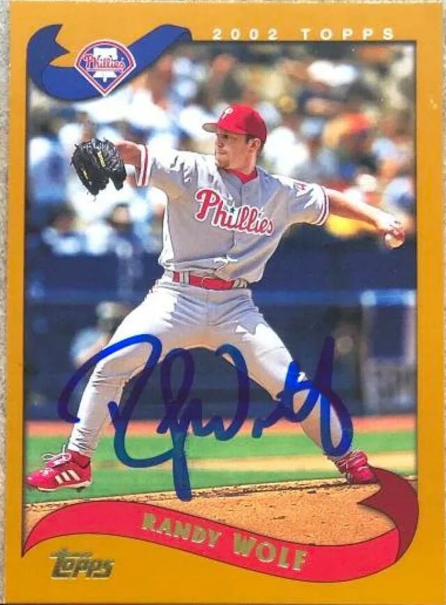 Randy Wolf Signed 2002 Topps Baseball Card - Philadelphia Phillies