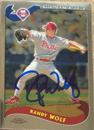 Randy Wolf Signed 2002 Topps Chrome Baseball Card - Philadelphia Phillies - PastPros