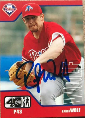 Randy Wolf Signed 2002 Upper Deck 40 Man Baseball Card - Philadelphia Phillies