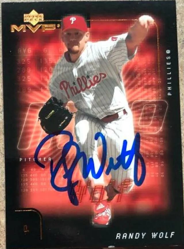 Randy Wolf Signed 2002 Upper Deck MVP Baseball Card - Philadelphia Phillies