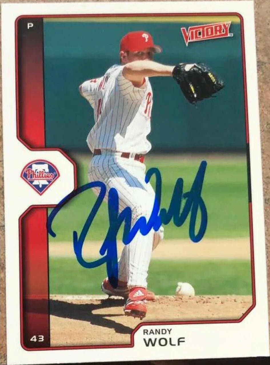 Randy Wolf Signed 2002 Upper Deck Victory Baseball Card - Philadelphia Phillies